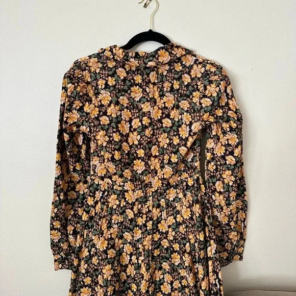 Free People Size 0 Corduroy Floral Dress Long Sleeve - Picture 2 of 5